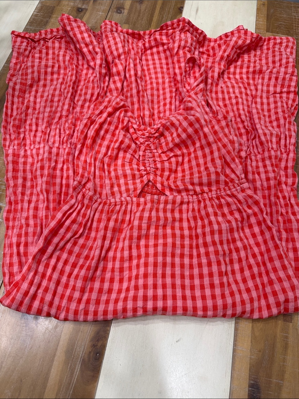 New Look Red Gingham Maxi Skirt with Gathered Waist